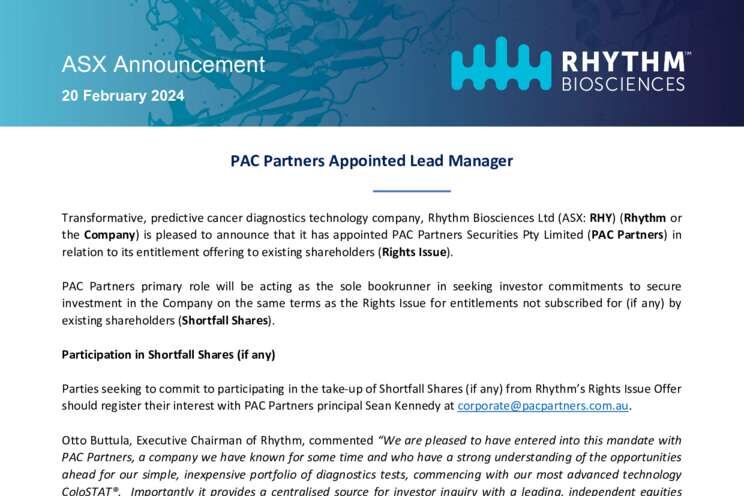 20-Feb-2024 - PAC Partners Appointed Lead Manager Cover Page
