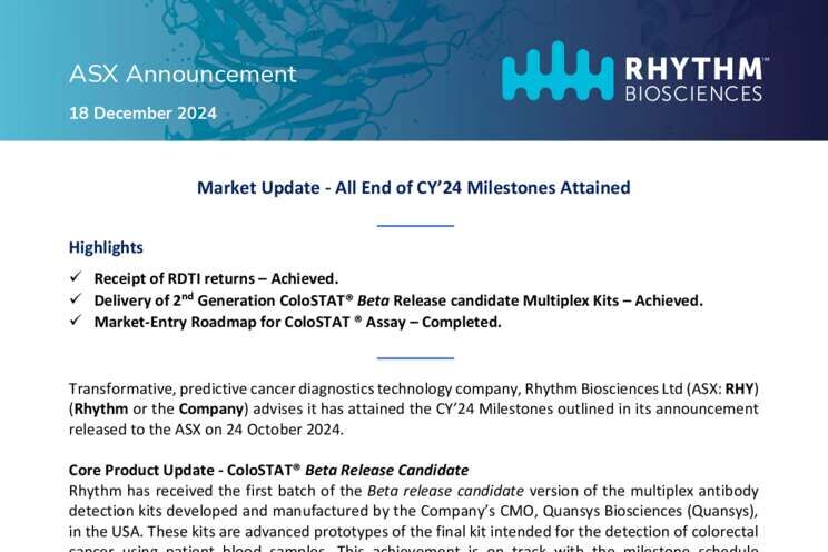 241218 Market Update - All End of CY24 Milestones Attained Cover Page