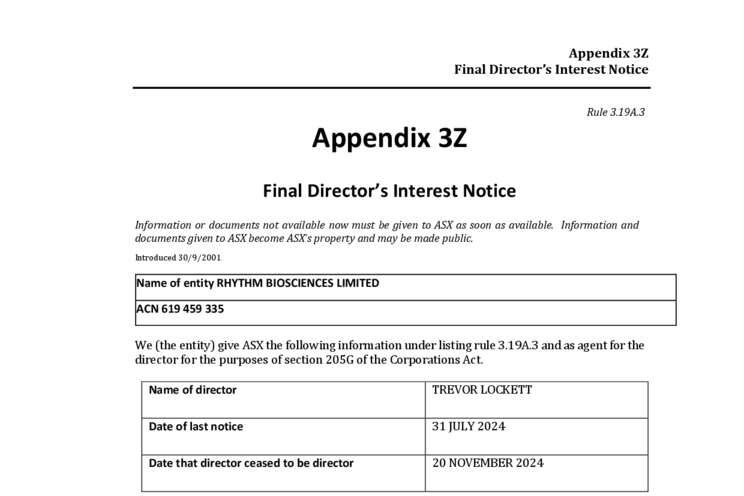 21-Nov-2024 - Final Director's Interest Notice - Trevor Lockett Cover Page