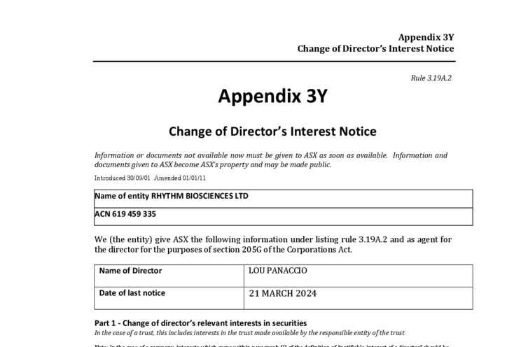 7-Aug-2024 - Change of Director's Interest Notice - Lou Panaccio Cover Page