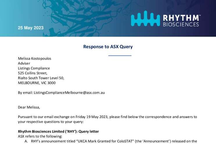 25-May-2023 Response to ASX Query Cover Page