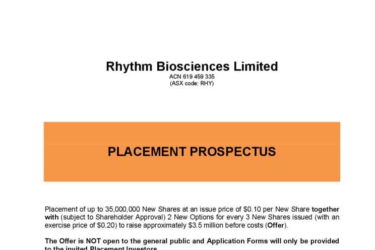 19-Nov-2024 - Placement Prospectus Cover Page