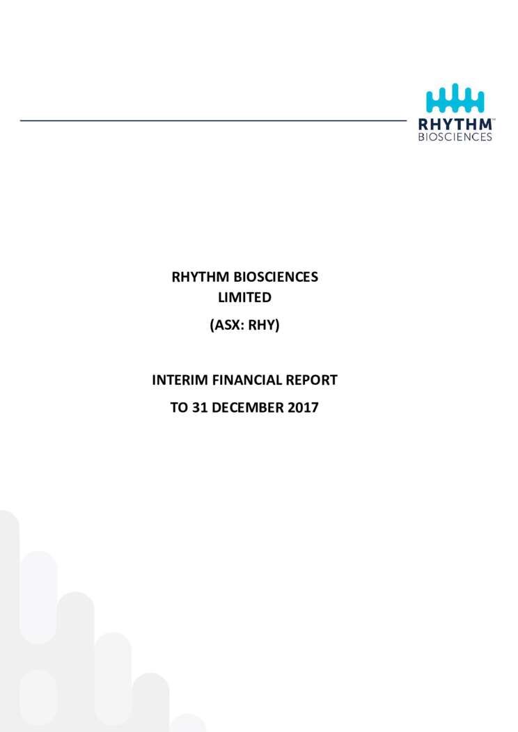 Half Yearly Financial report - 31 December 2017 Cover Page