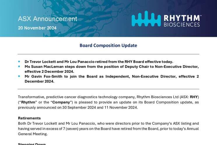 20-Nov-2024 - Board Composition Update - NED Resignations Cover Page