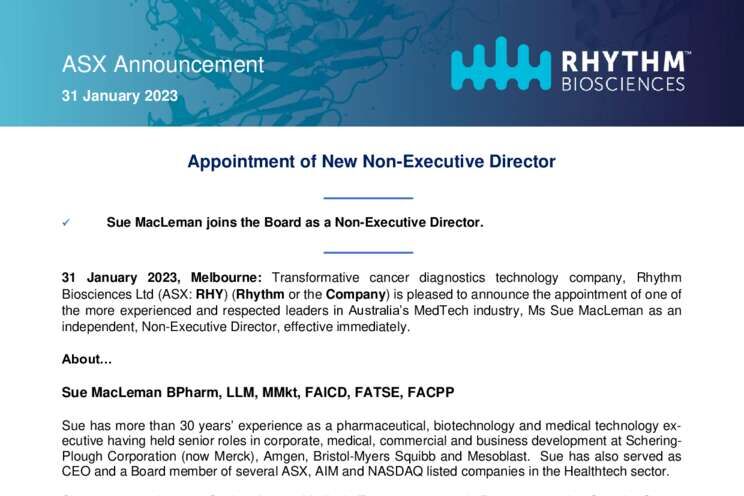 31-Jan-2023 Appointment of New Non-Executive Director Cover Page