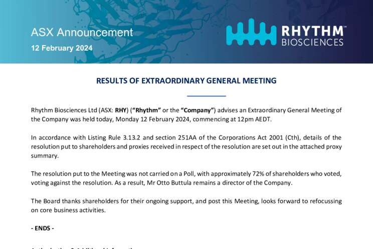 12-Feb-2024 - Results of Extraordinary General Meeting Cover Page