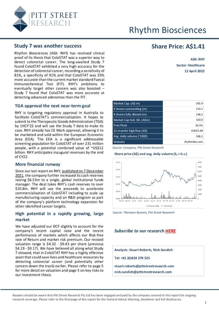 Rhythm-Biosciences-research-update-13-04-2022 Cover Page